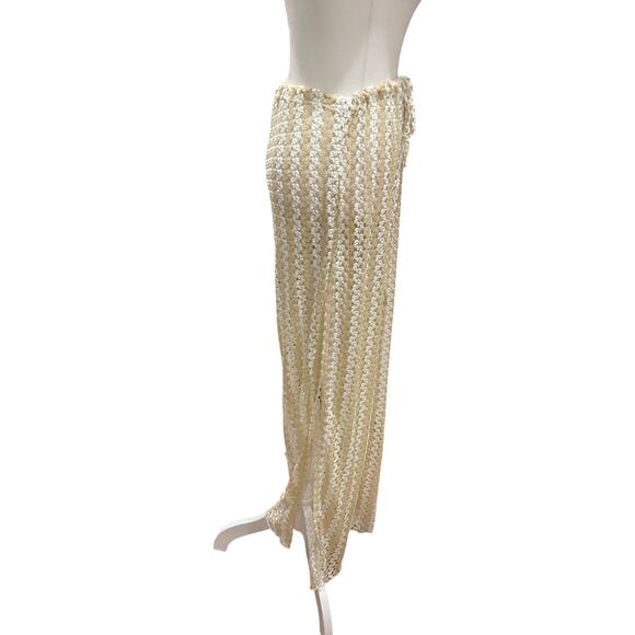 Becca Rebecca Virtue Gold Crochet Beach Cover Up Pants Boho Womens Size Large - Picture 3 of 5